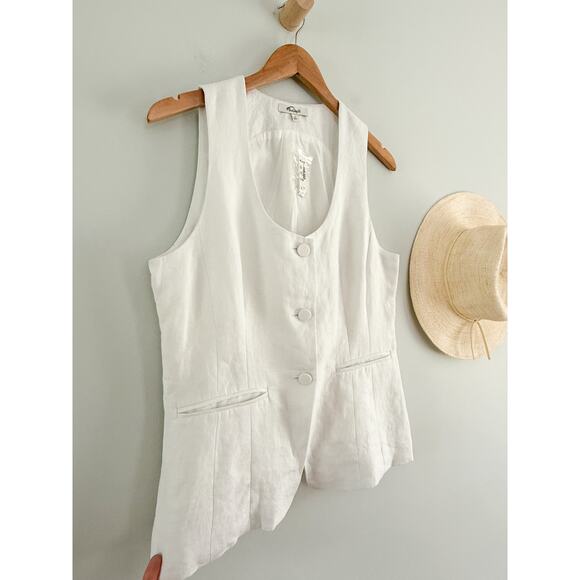 Madewell | NWT | 100% Linen Scoopneck Cutaway Vest in Salt White | Sz 10 - Picture 3 of 9